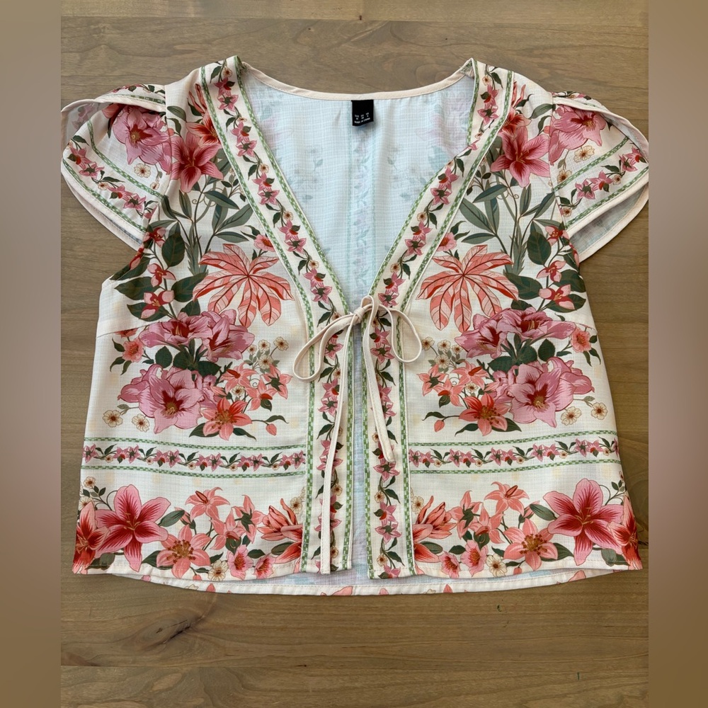 Floral Tie-Front Blouse